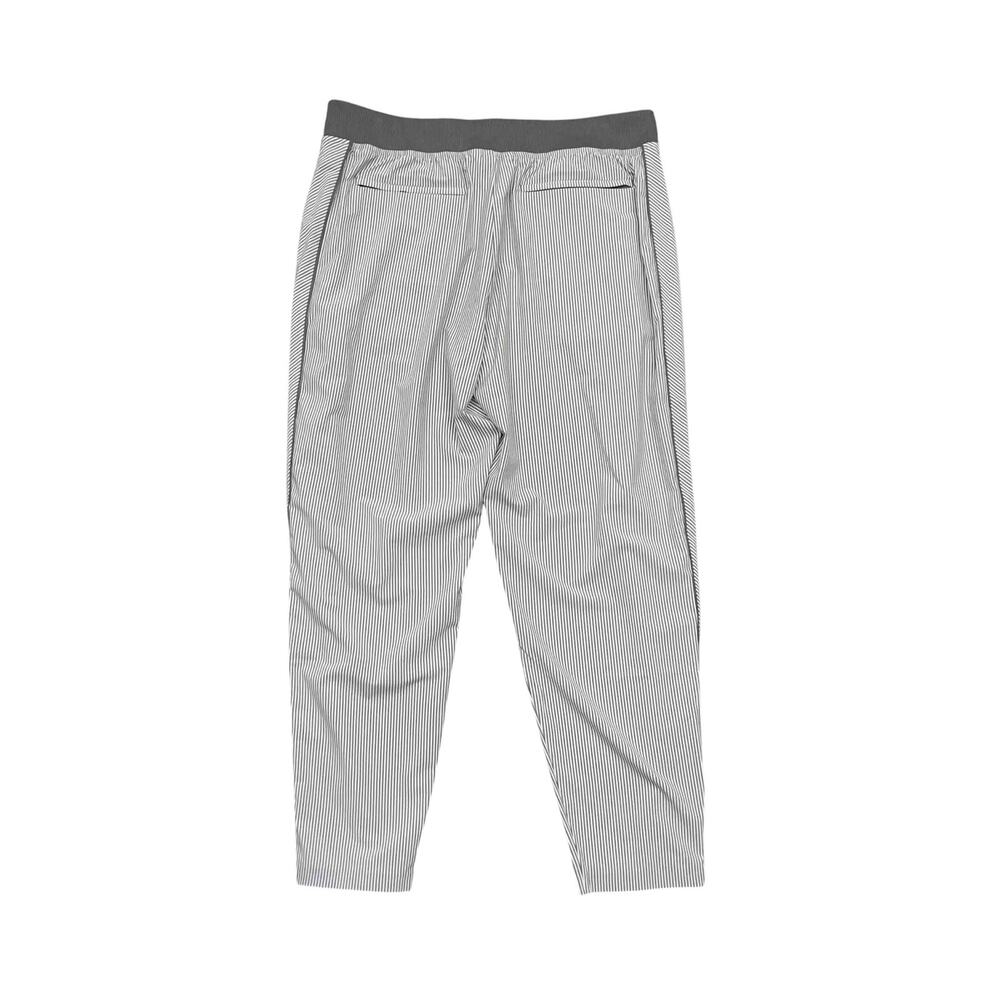 Athleta Brooklyn Textured Ankle Pants 14 Gray White Striped Commute Vacations - Picture 2 of 8